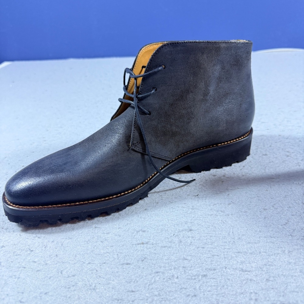 Paul Fredrick Men Grey Leather Chukka Boots Vibram Sole Made in Italy PFS210 8.5 - Picture 2 of 10